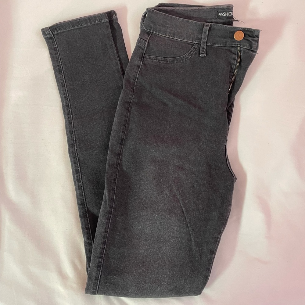 Blackish Grey High Waisted Skinny Jeans